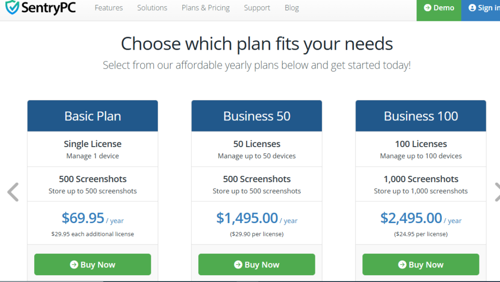 SentryPc pricing & plans